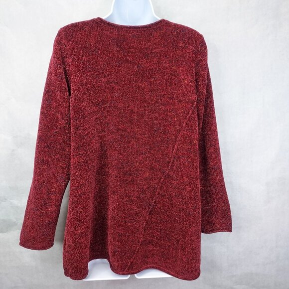 Habitat Sweater Women's Small Confetti Swing Pullover Red Fleck Knit Roll Hem - Picture 5 of 12